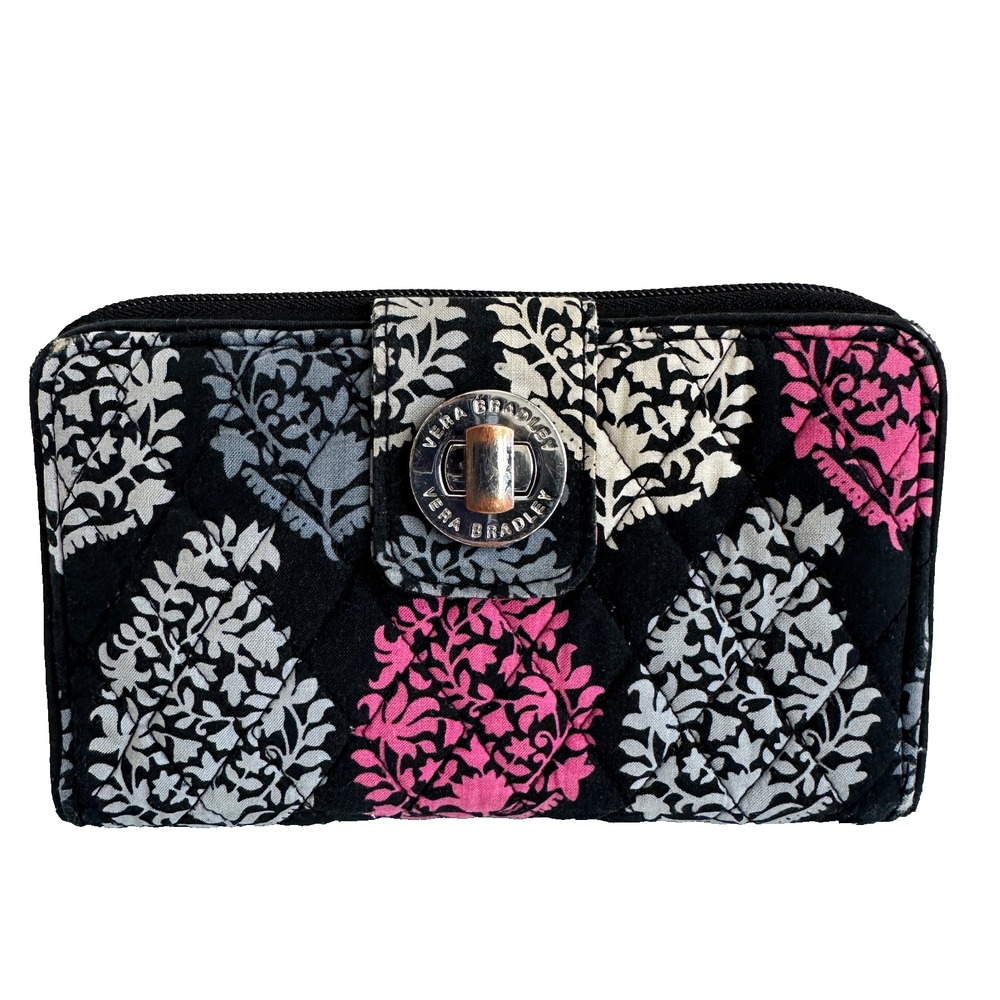Vera Bradley Canterbury Magenta Turnlock Wallet Large Organizer Clutch Carryall